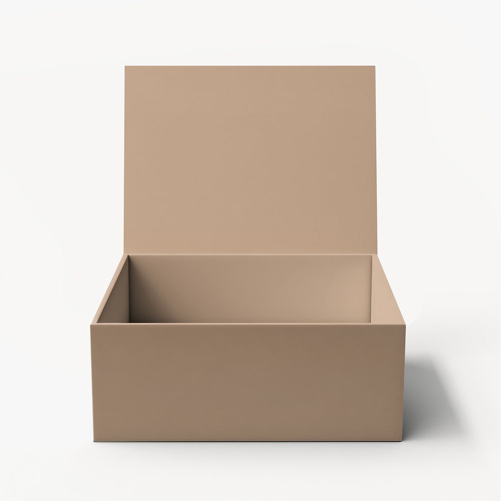 Opened brown parcel cardboard box mockup psd