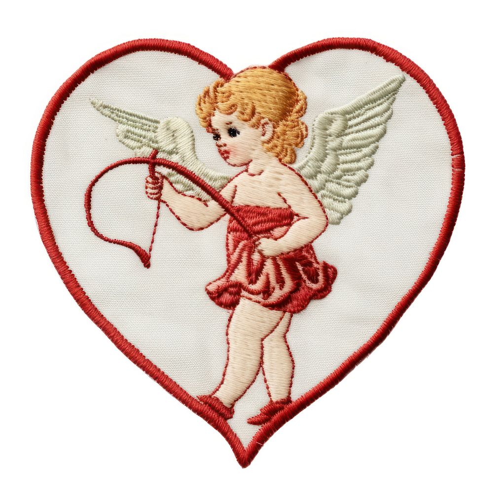 Cupid embroidery pattern red.