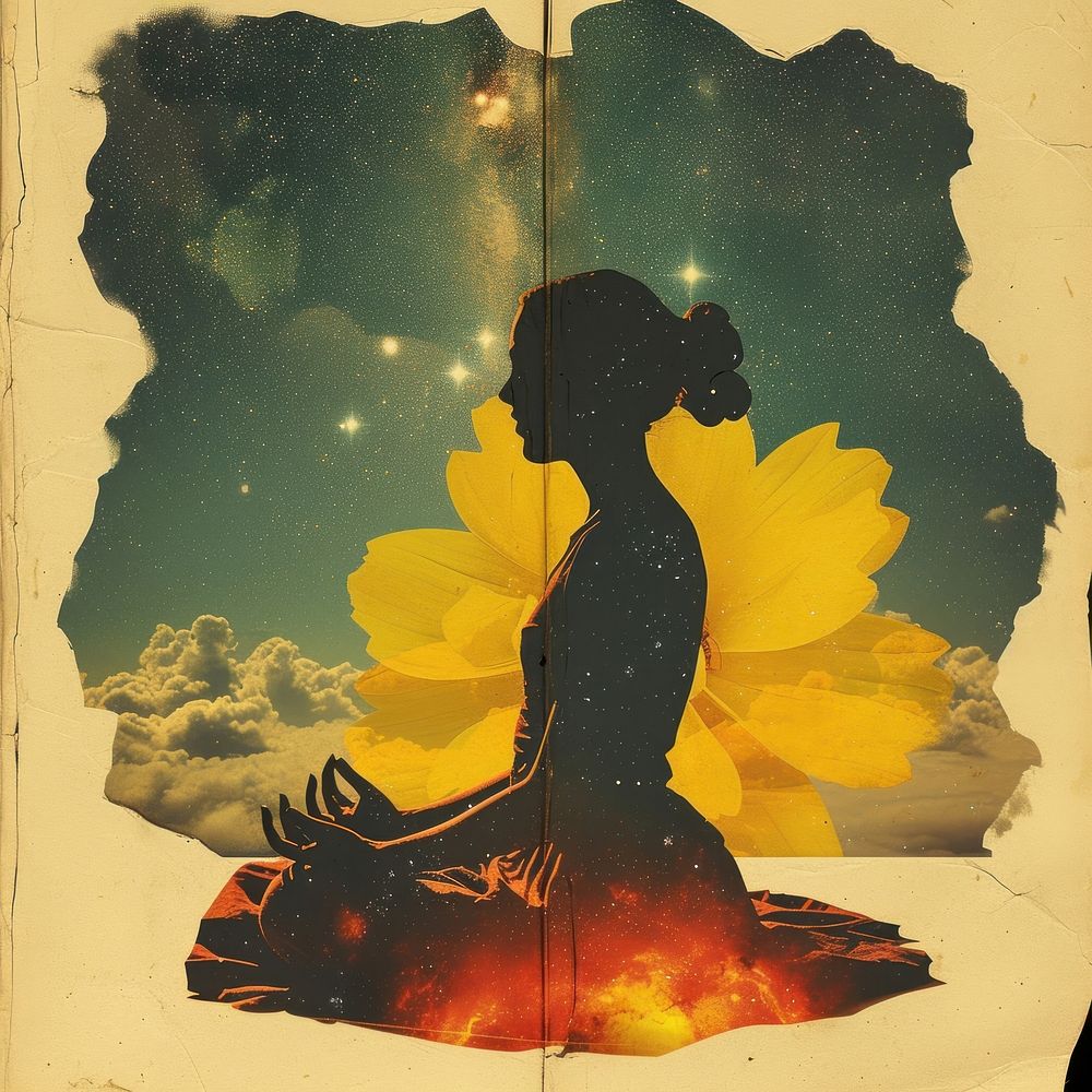 Collage silhouette woman painting poster | Premium Photo Illustration ...