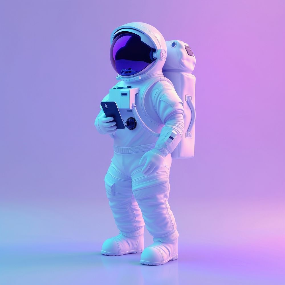 An astronaut purple blue technology.