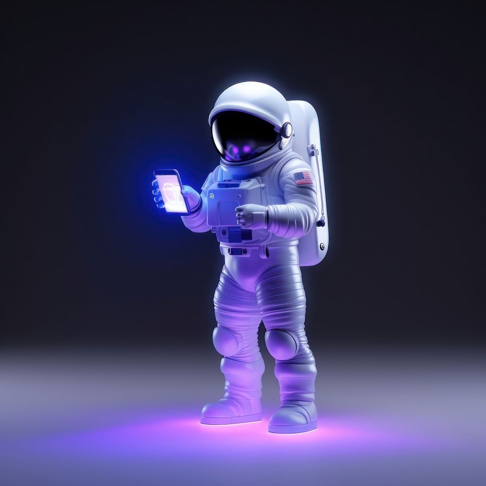 An astronaut purple light phone.