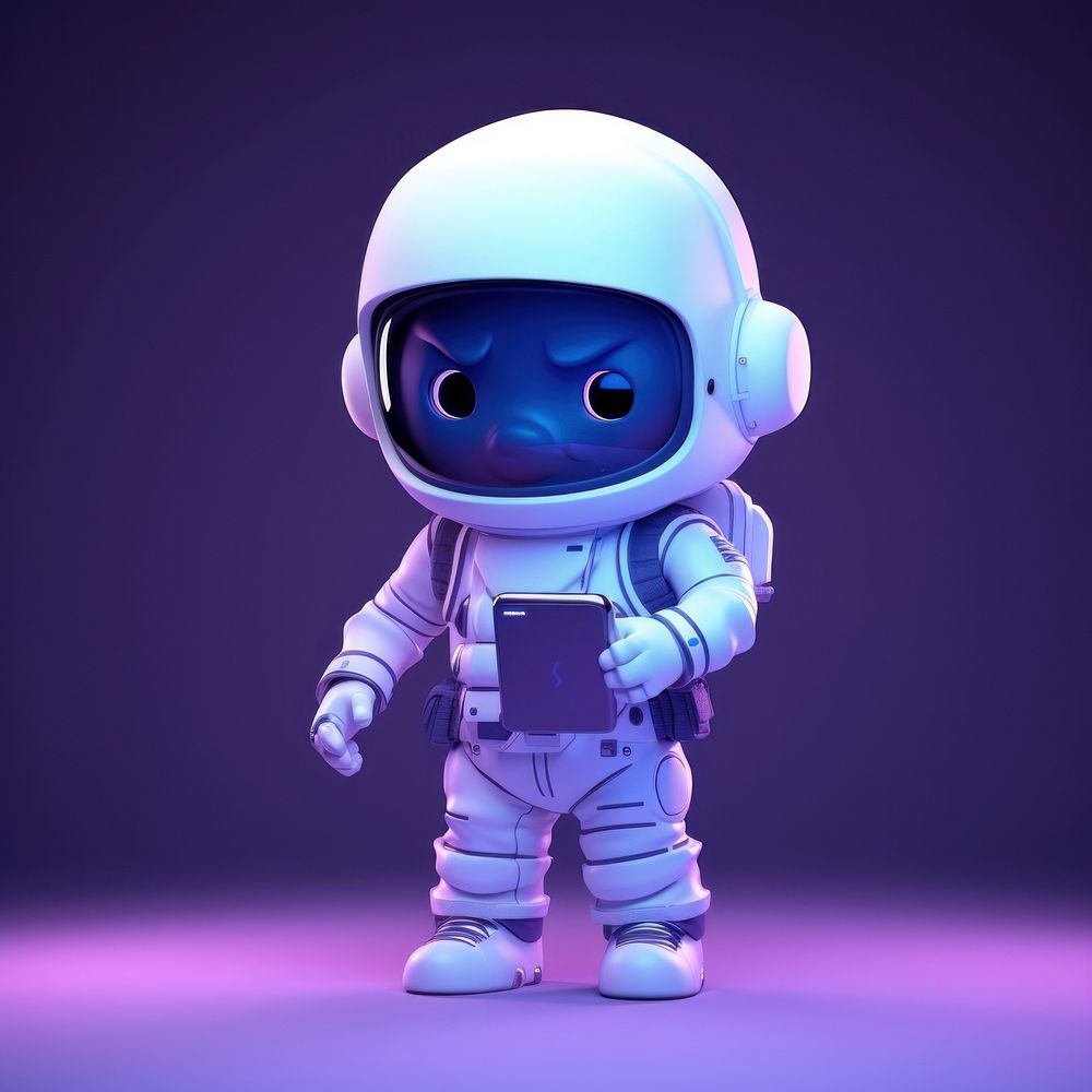 An astronaut purple robot cute.