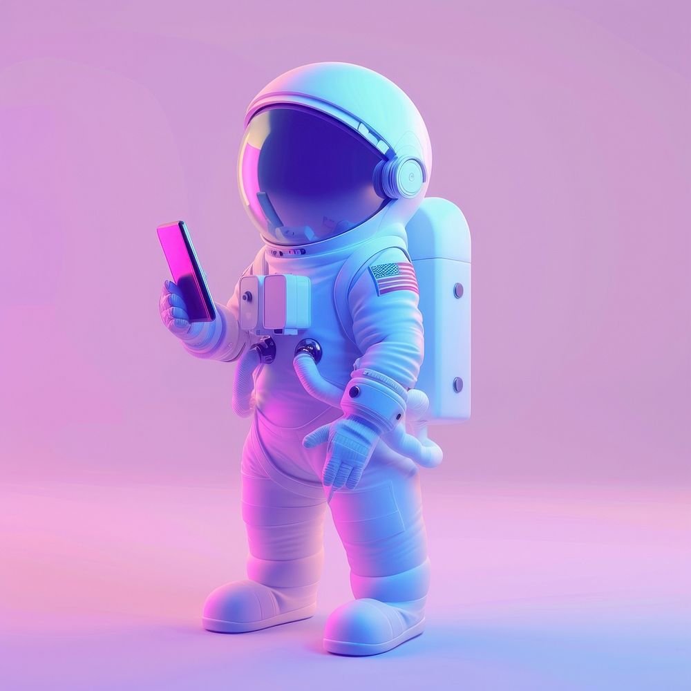 An astronaut purple blue toy.
