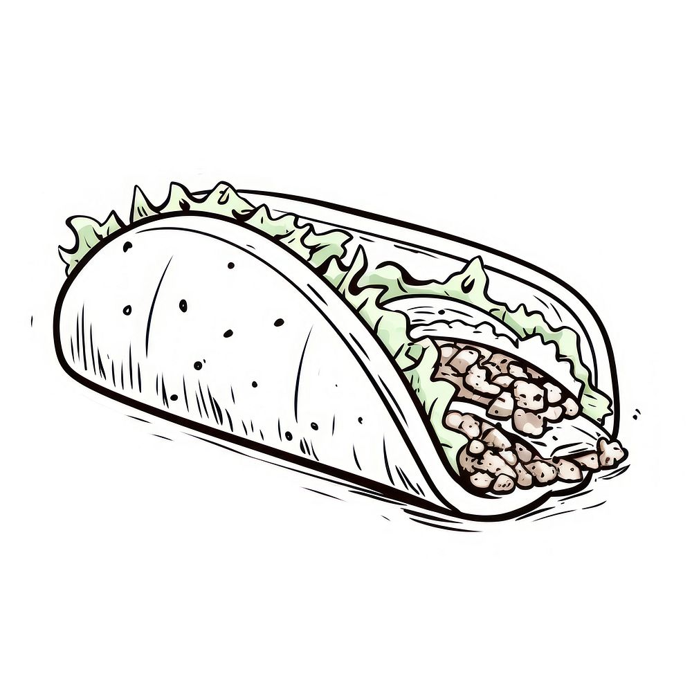 Taco sketch food white background.