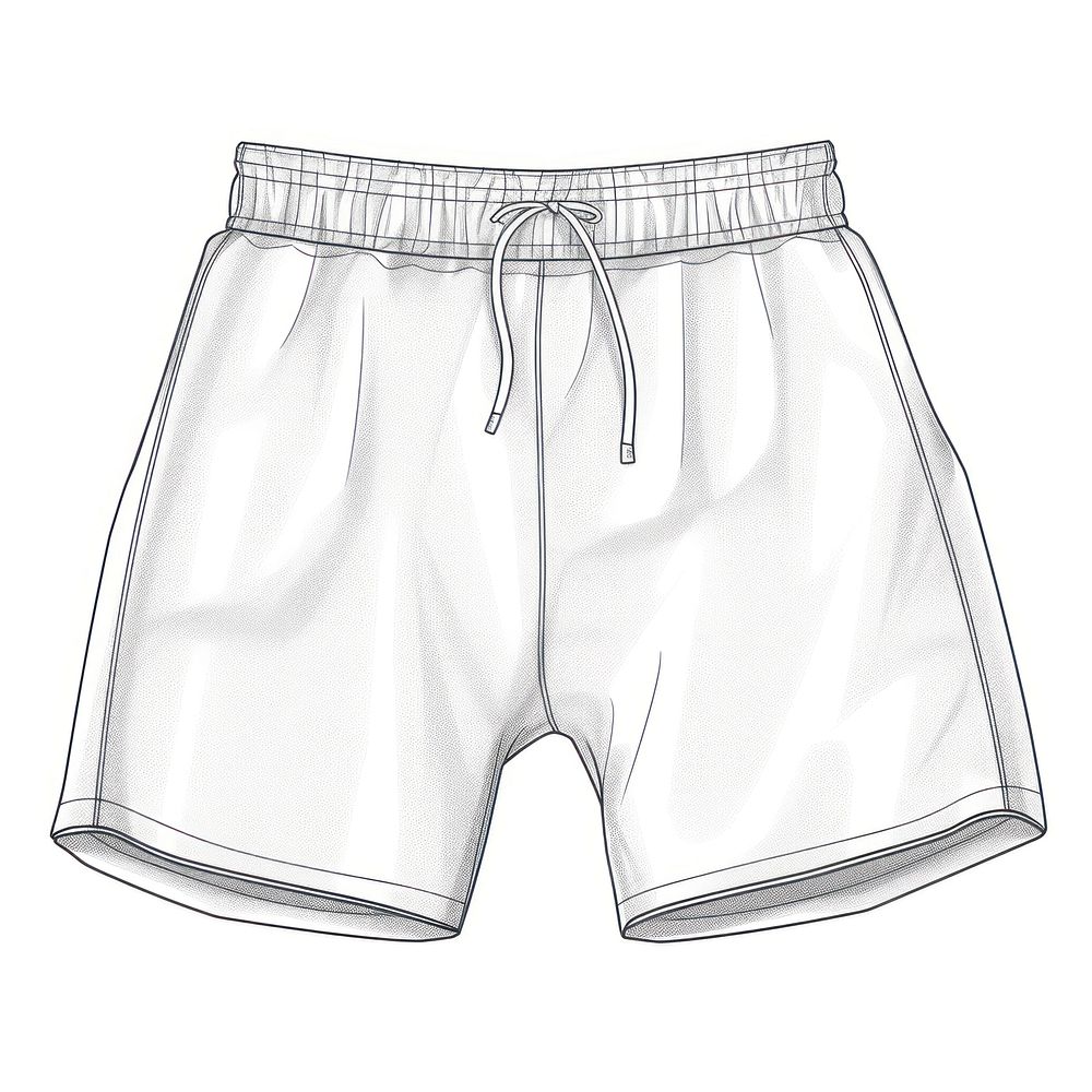 Textured workout shorts sketch white background underpants.