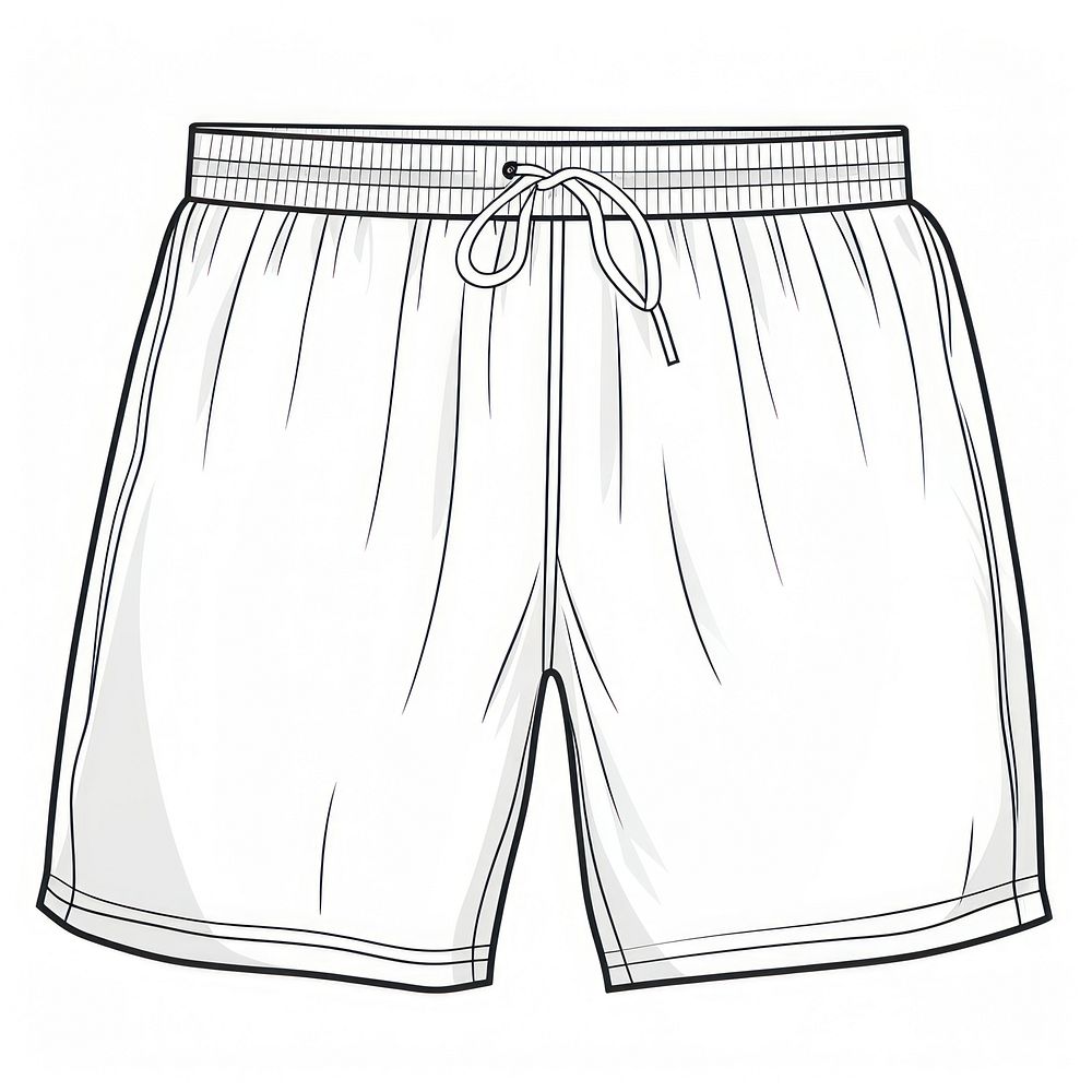 Textured workout shorts sketch line white background.