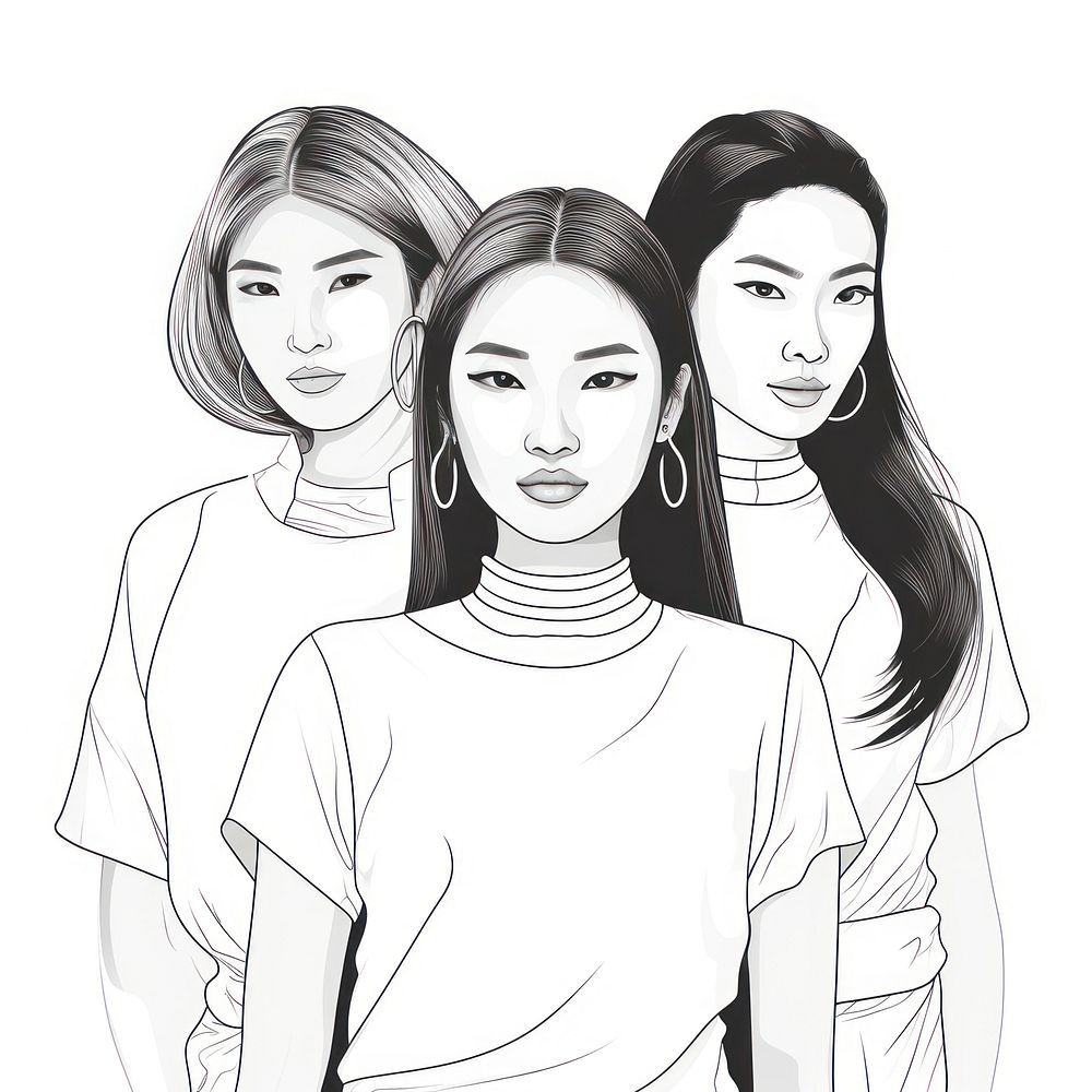 Asian women sketch drawing adult.