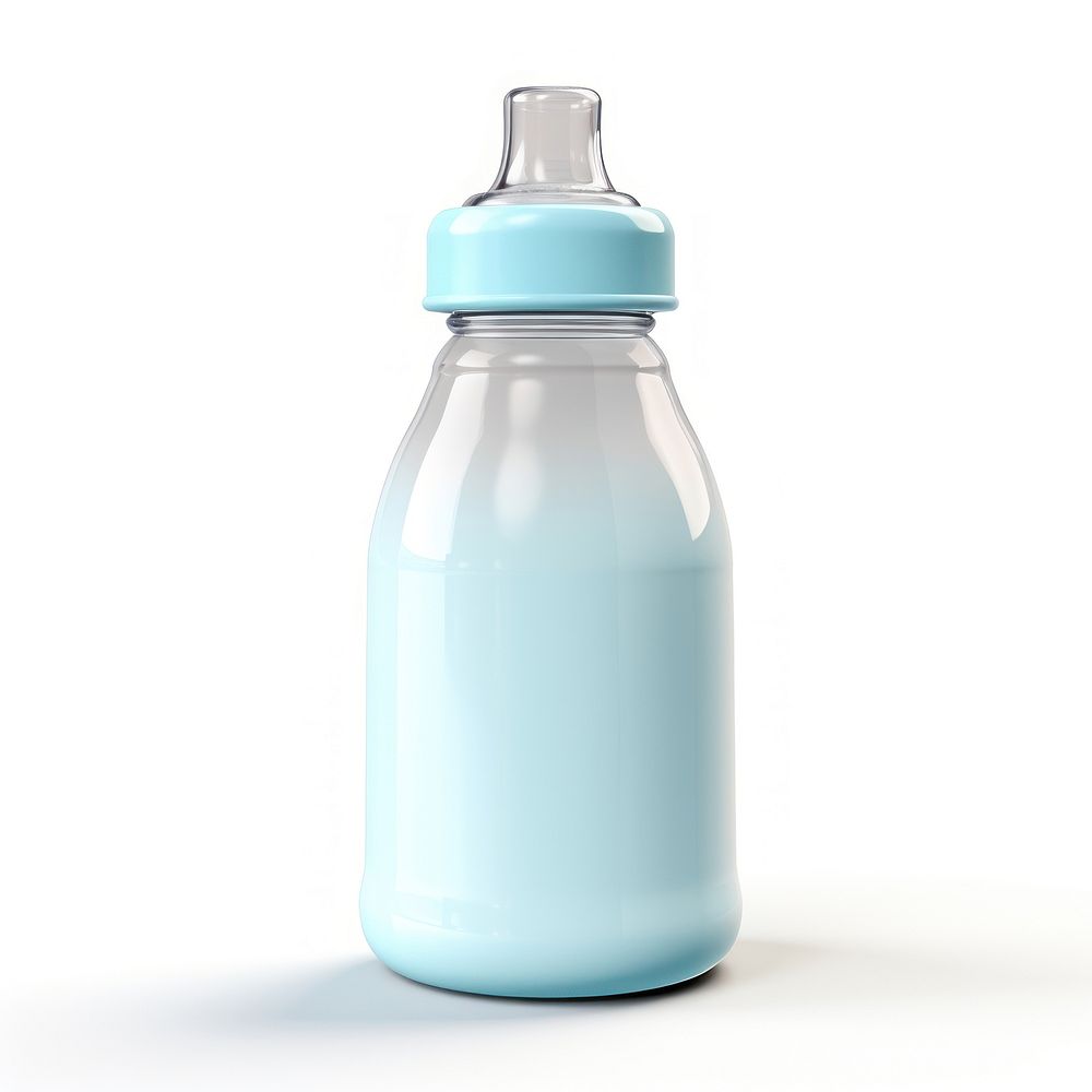Baby bottle with lid milk white background refreshment.