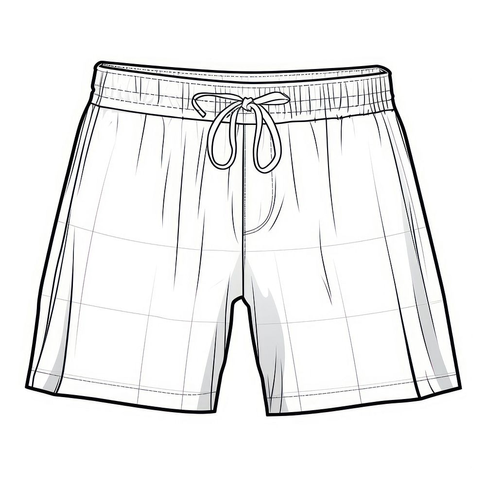 Basic training shorts sketch line white background.