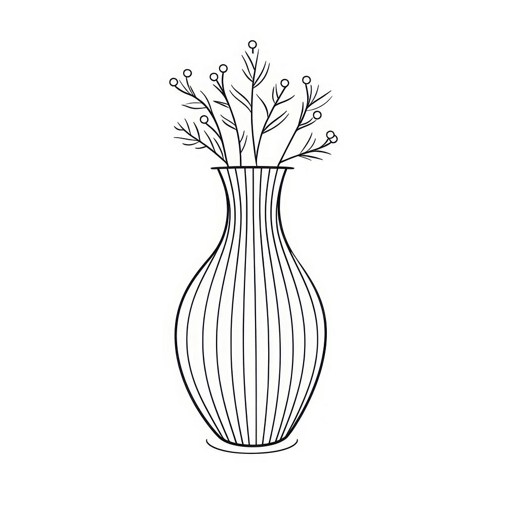 Budget retro vase sketch drawing plant.