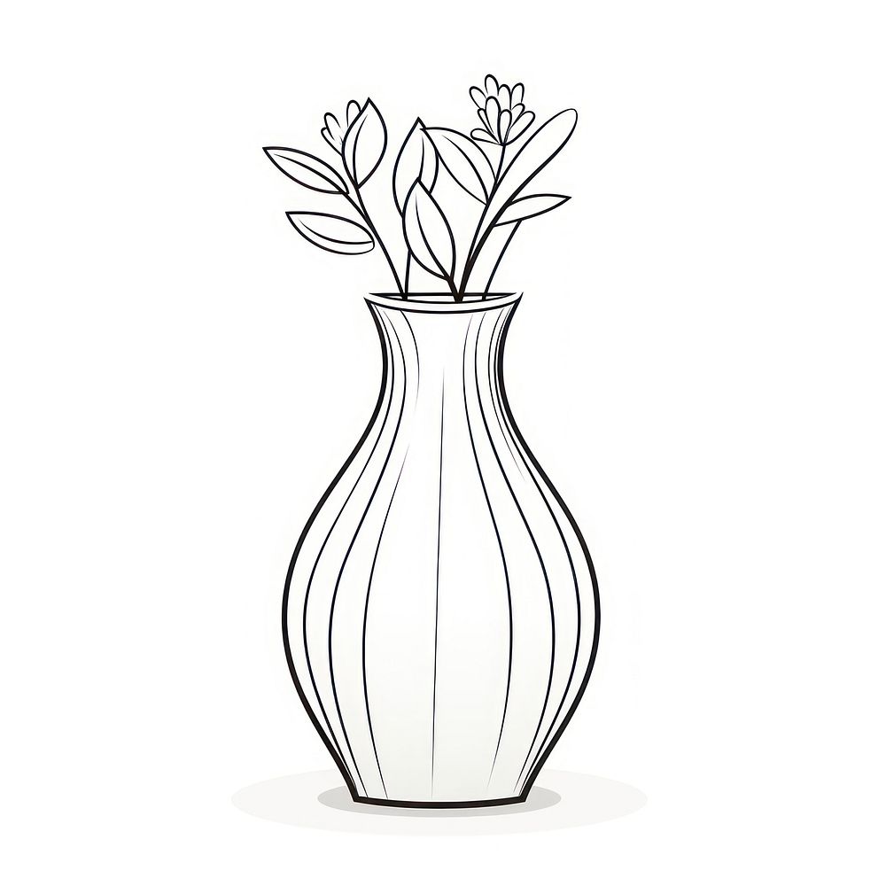 Budget retro vase sketch plant line.
