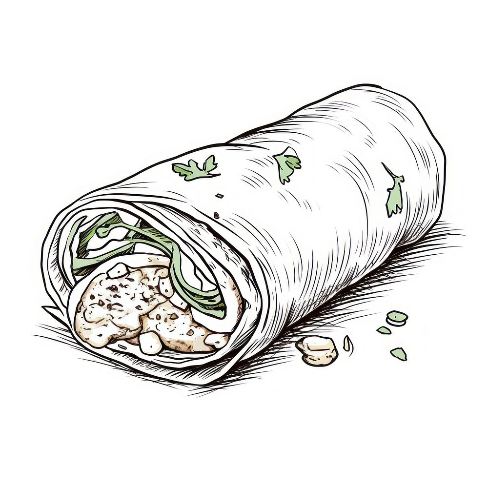 Burrito sketch food illustrated.