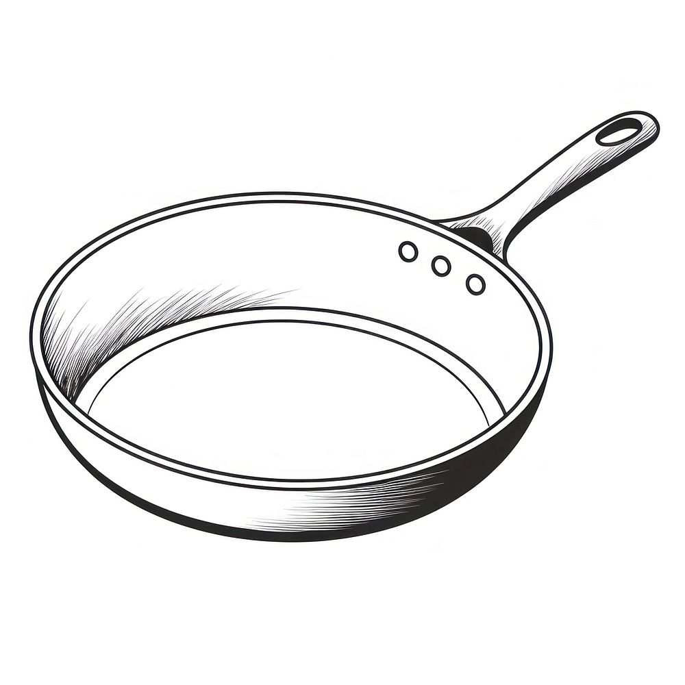 Cast iron pan sketch line wok.