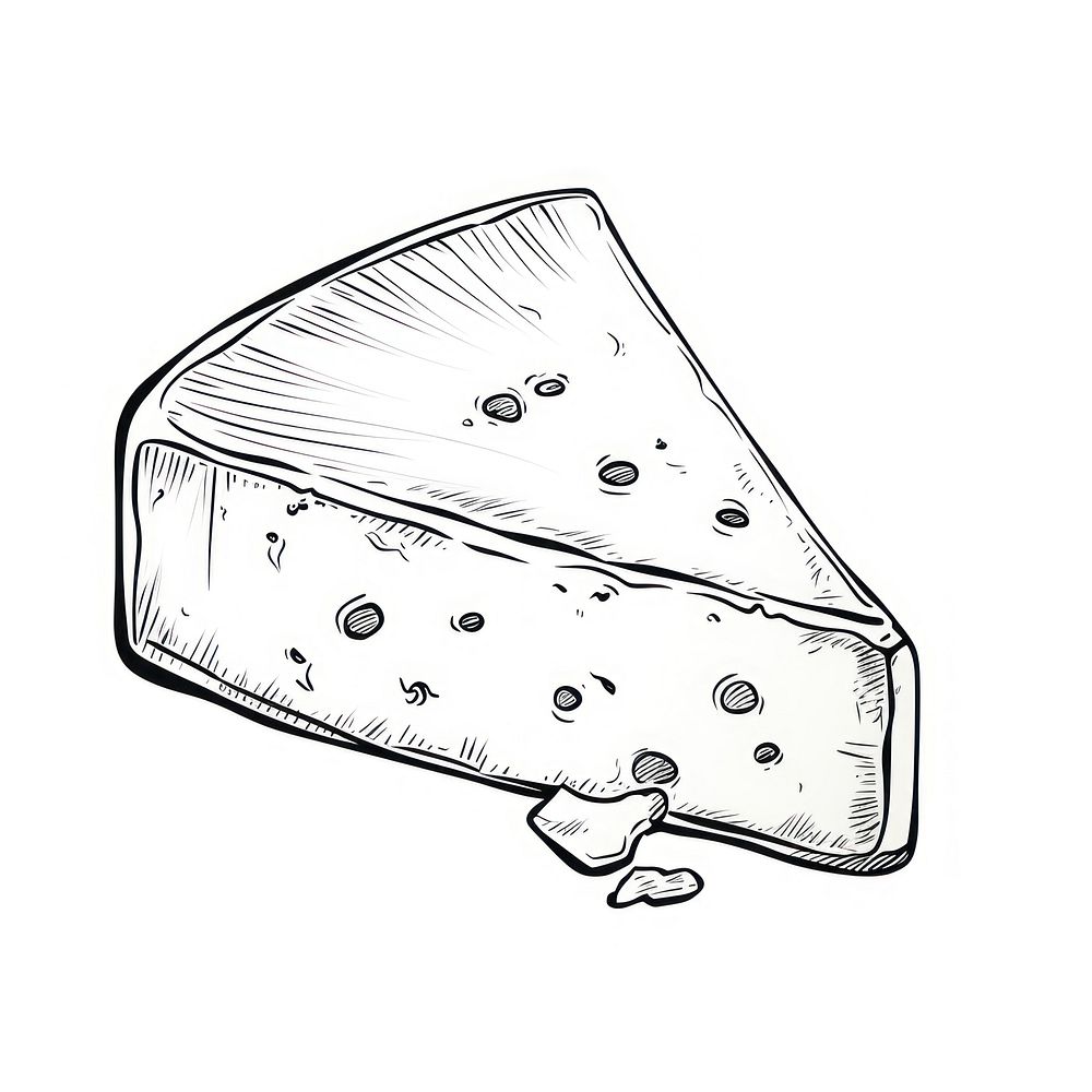 Cheese slice sketch drawing food.