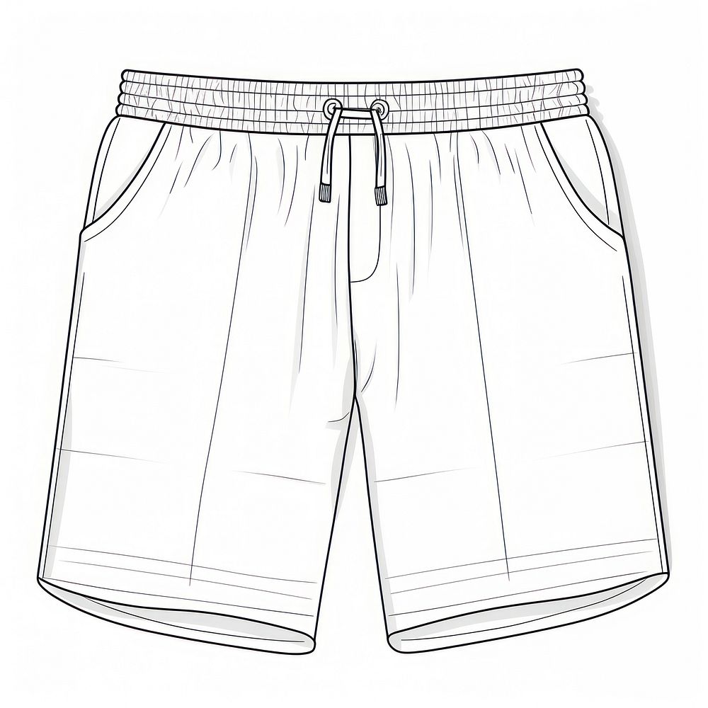Comfort bermuda shorts sketch line white background.
