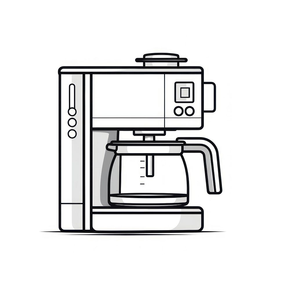 Coffee machine appliance sketch white background.