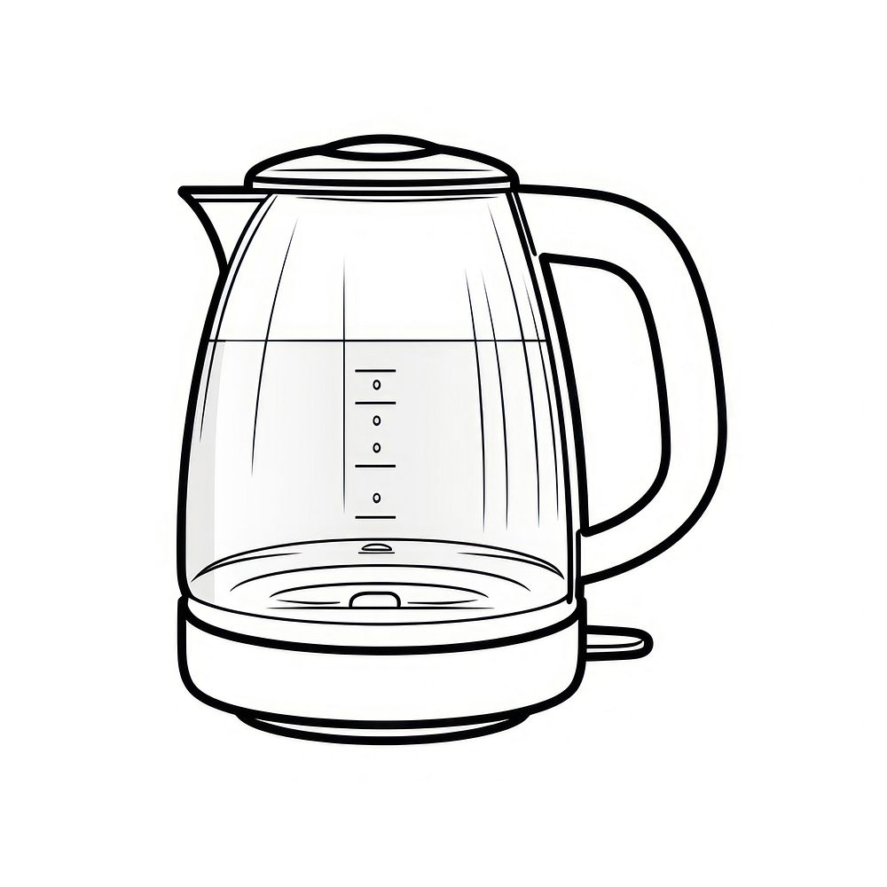 Electric kettle sketch white background coffeemaker.