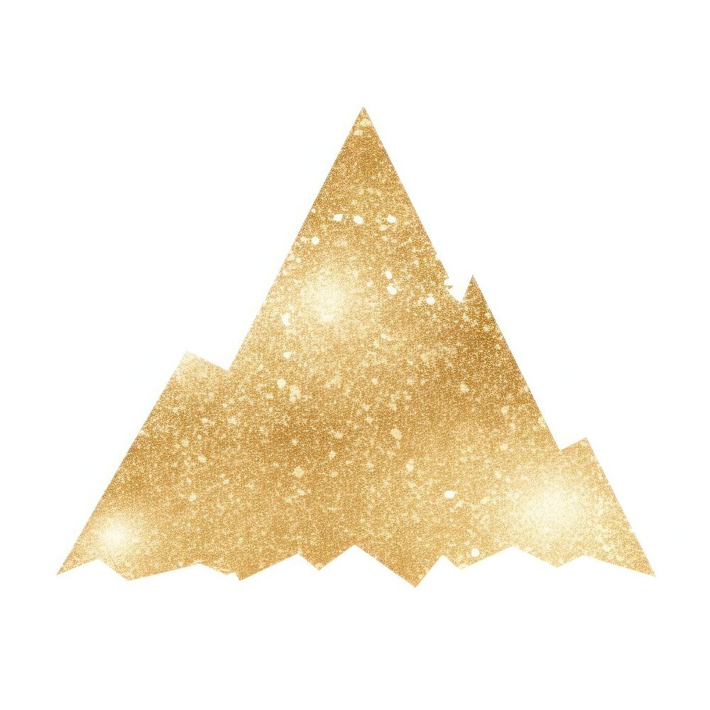Mountain icon shape gold white background.