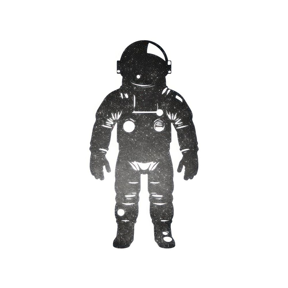 Astronaut icon white background monochrome standing.
