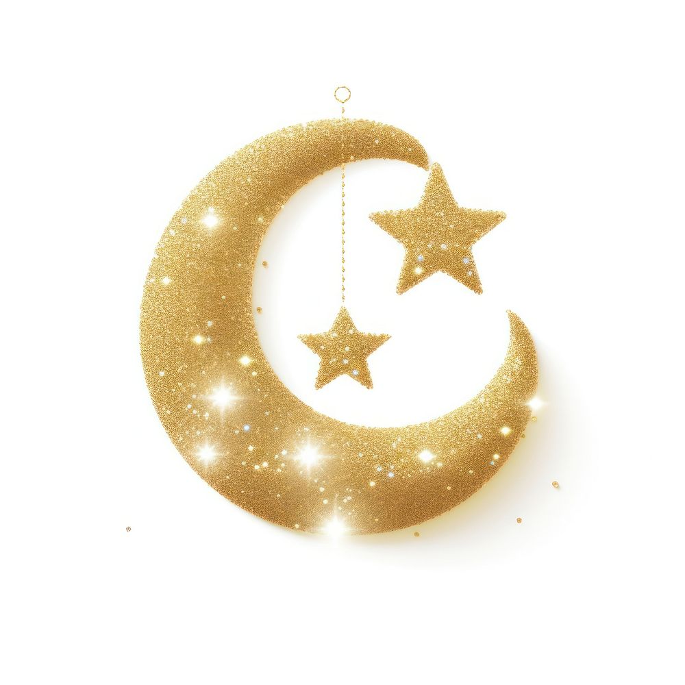 Ramadan icon shape gold white background.