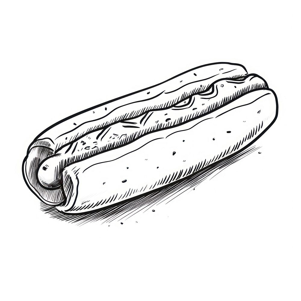 Hot dog sketch drawing food.