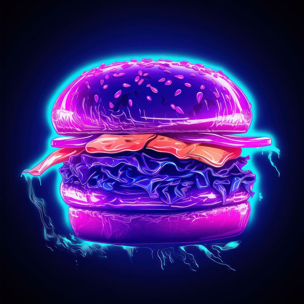 Burger purple food illuminated.