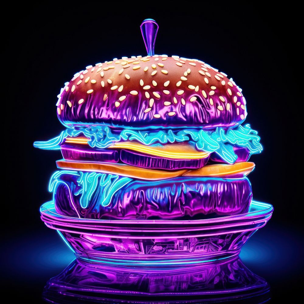 Burger purple food illuminated.