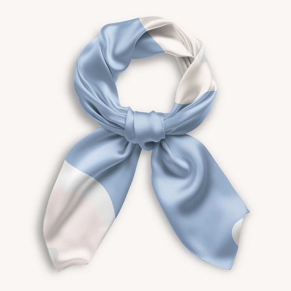 Blue white silk scarf mockup psd