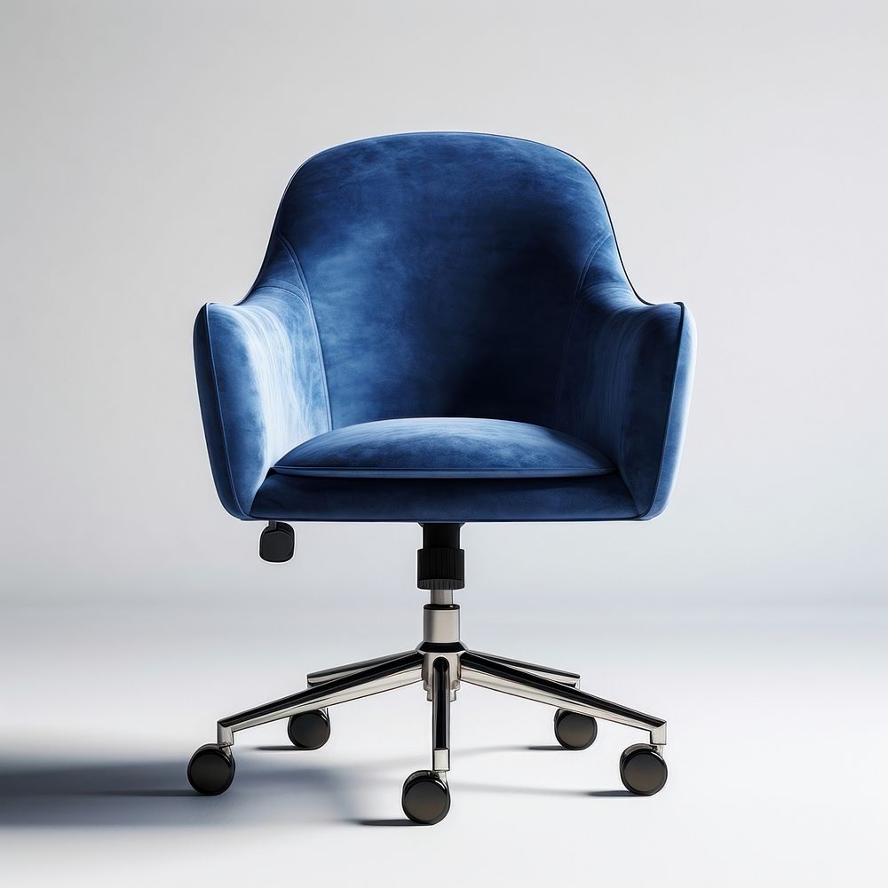 Blue velvet office chair furniture armchair armrest.