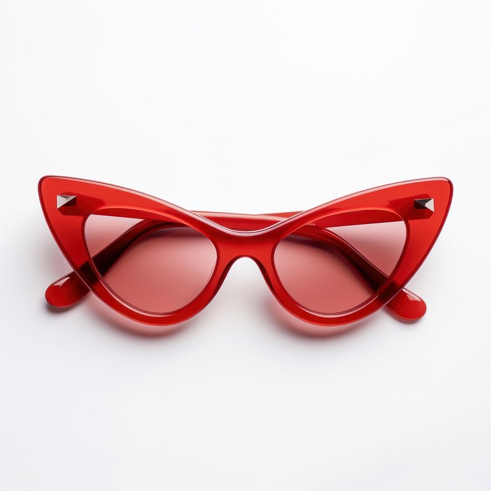 Cat-eye shape red sunglasses white background cosmopolitan accessories.