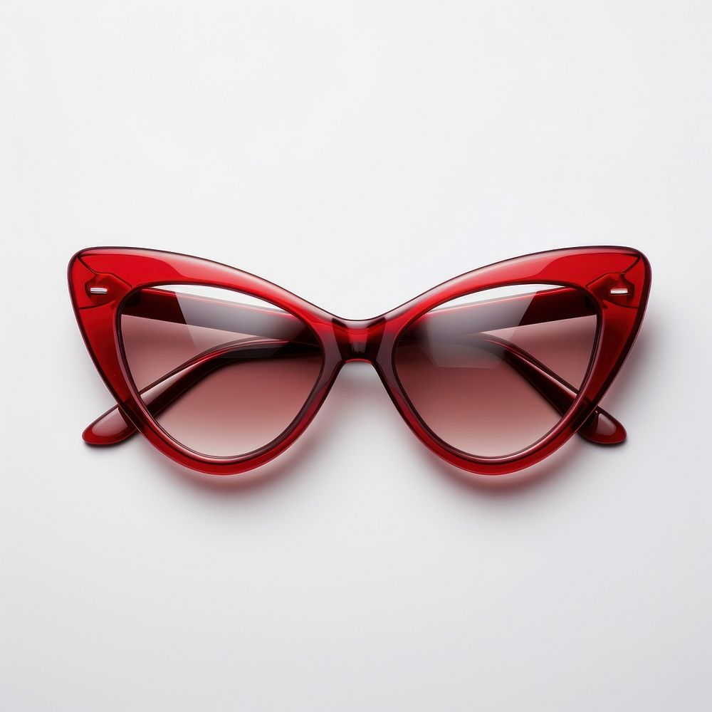 Cat-eye shape red sunglasses white background accessories accessory.