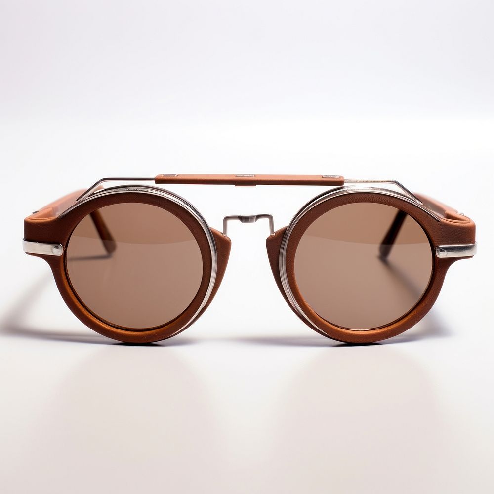 Clip-on brown sunglasses white background accessories moustache.