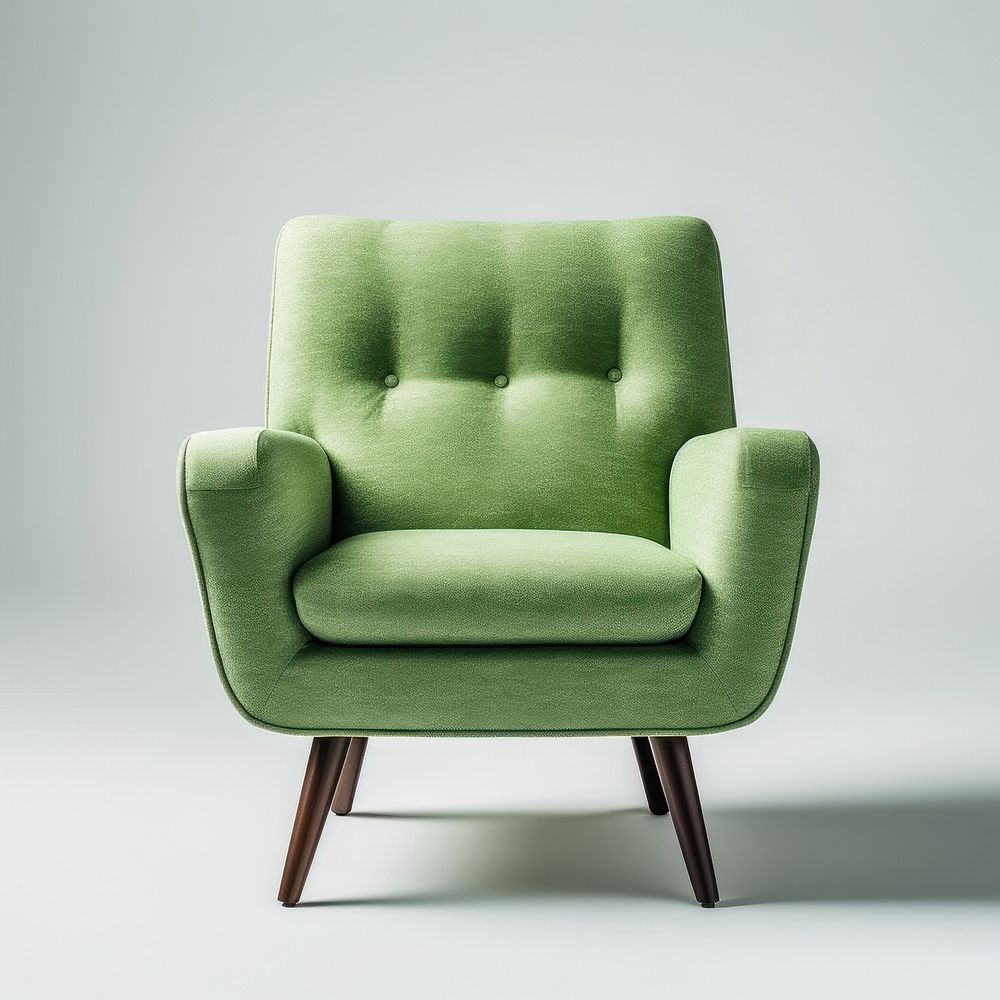 Green fabric chair furniture armchair comfortable.