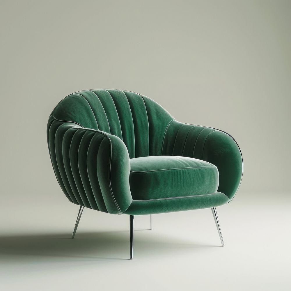 Green rib fabric texture armchair and metal leg furniture comfortable elegance.
