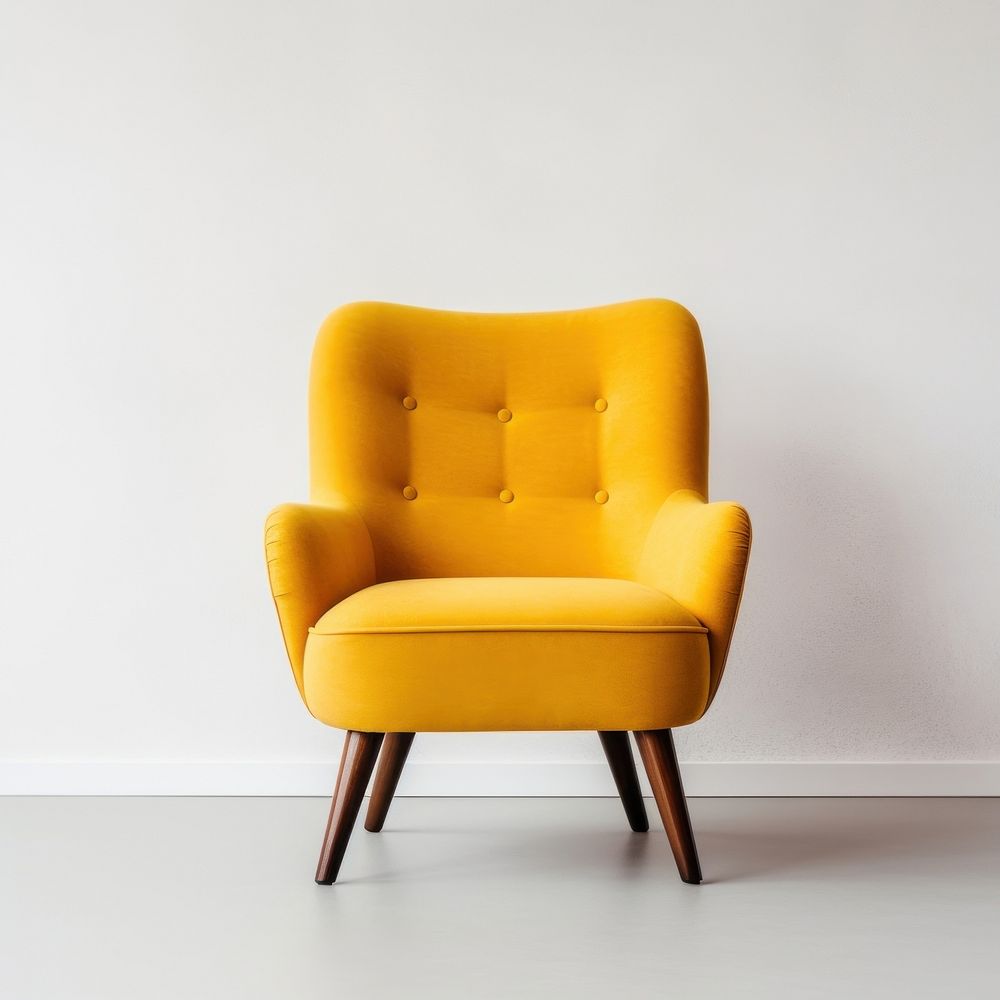 Mustard yellow fabric chair furniture armchair comfortable.