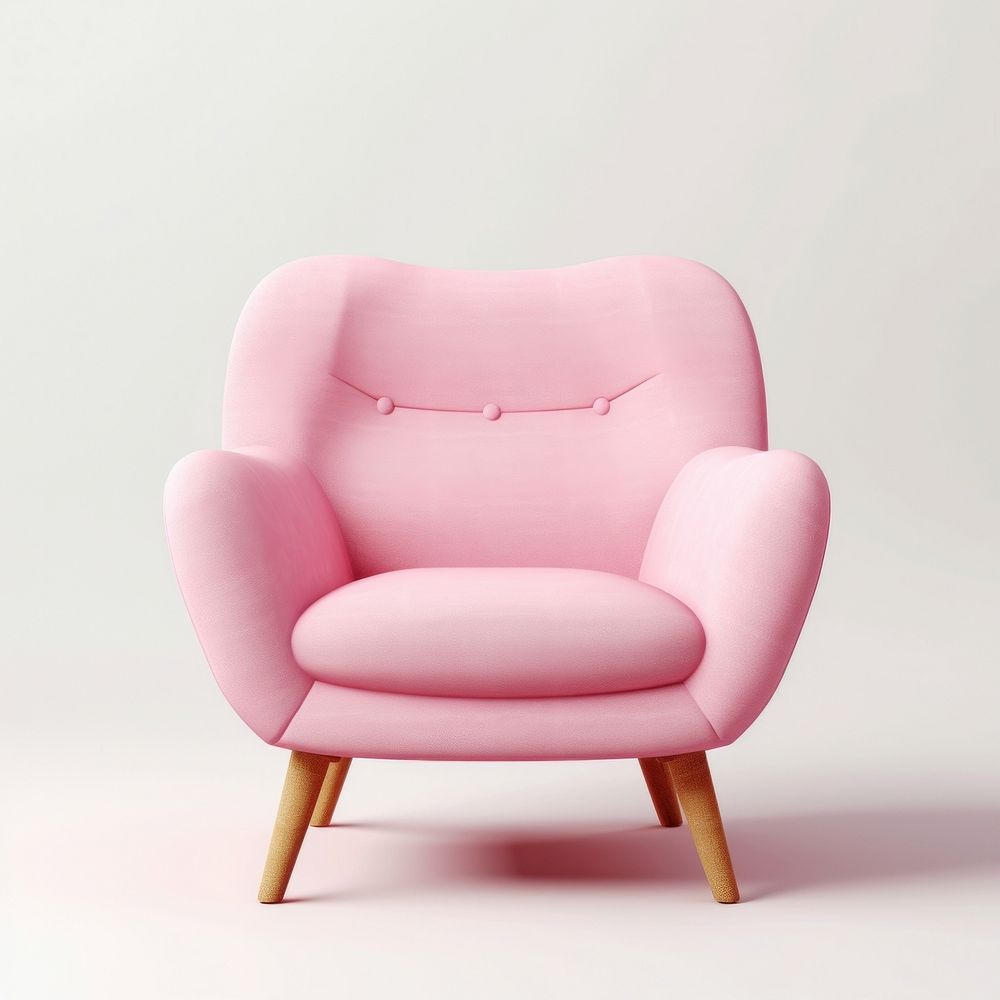 Pink fabric chair furniture armchair white background.