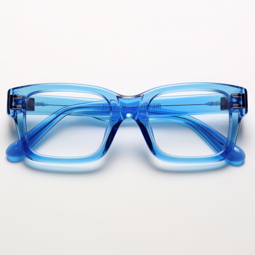 Rectangle transparent blue glasses white background accessories sunglasses.