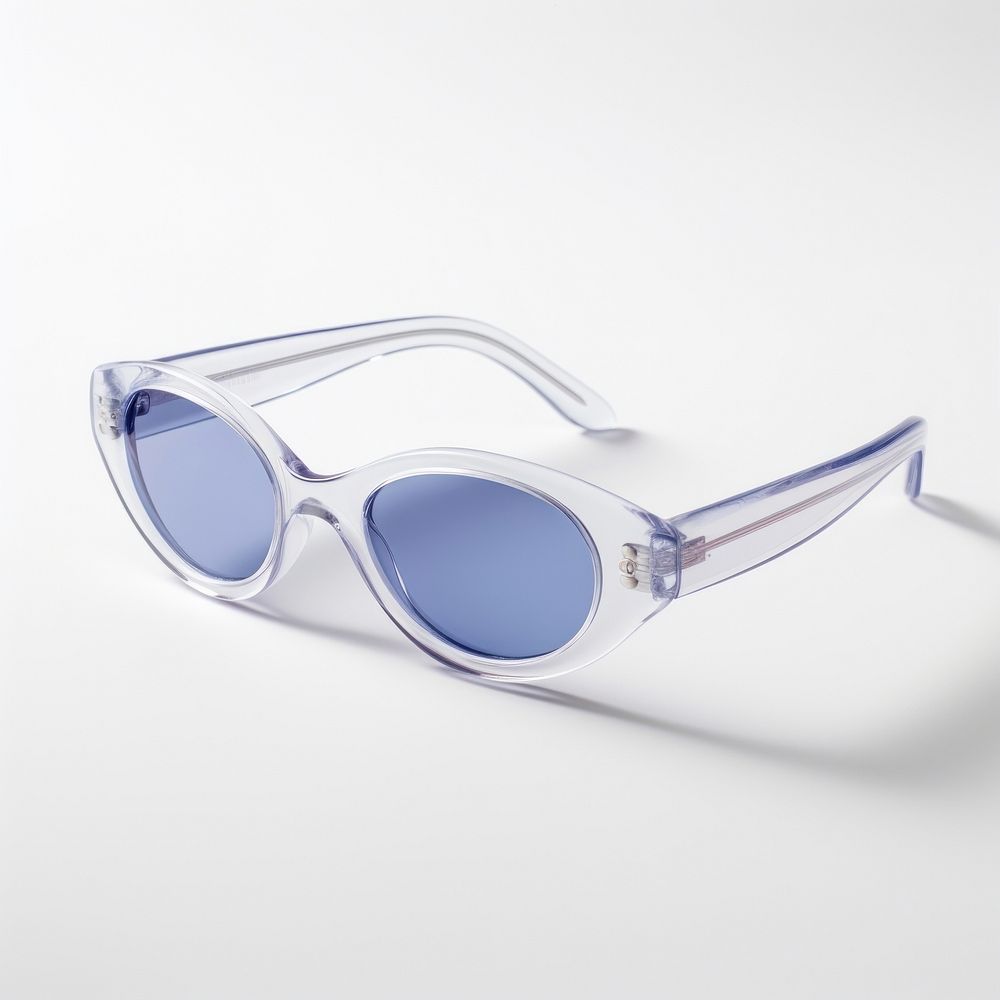 Small slim oval blue sunglasses white background accessories accessory.