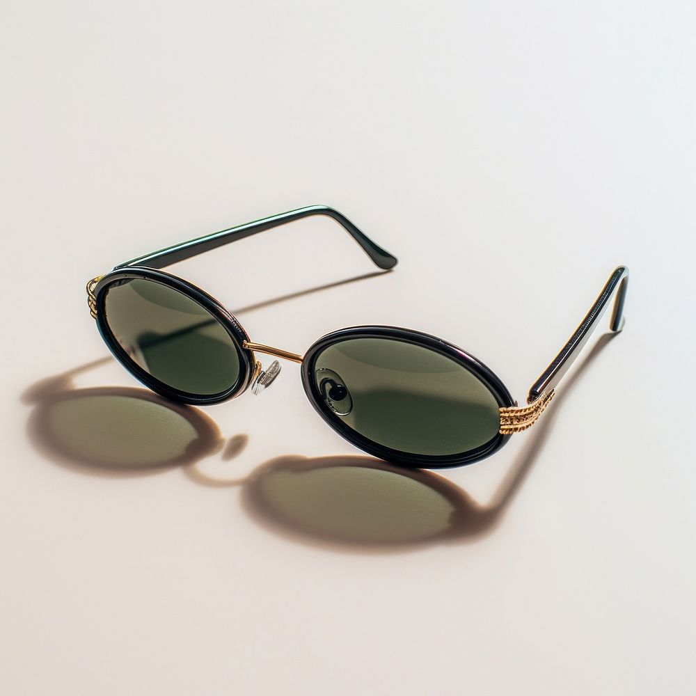 Small slim oval black sunglasses accessories accessory sunlight.