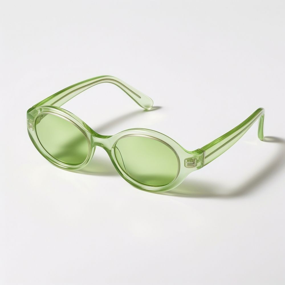 Small slim oval lime green sunglasses white background accessories accessory.