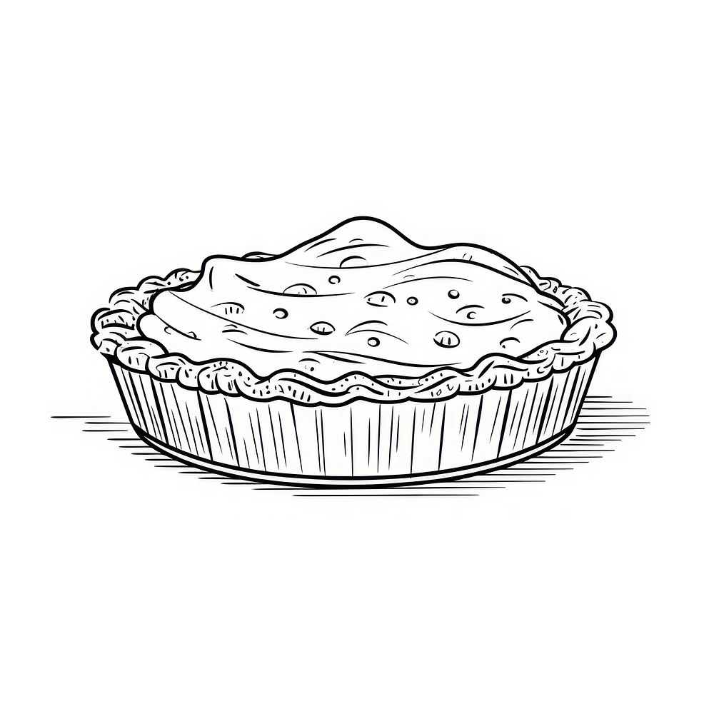 Pie sketch dessert cupcake.