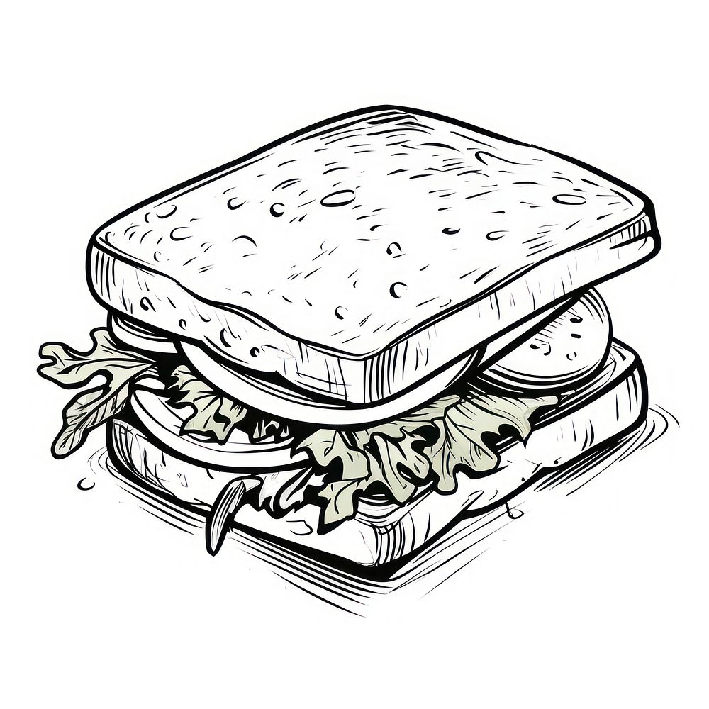 Sandwich sketch drawing food.