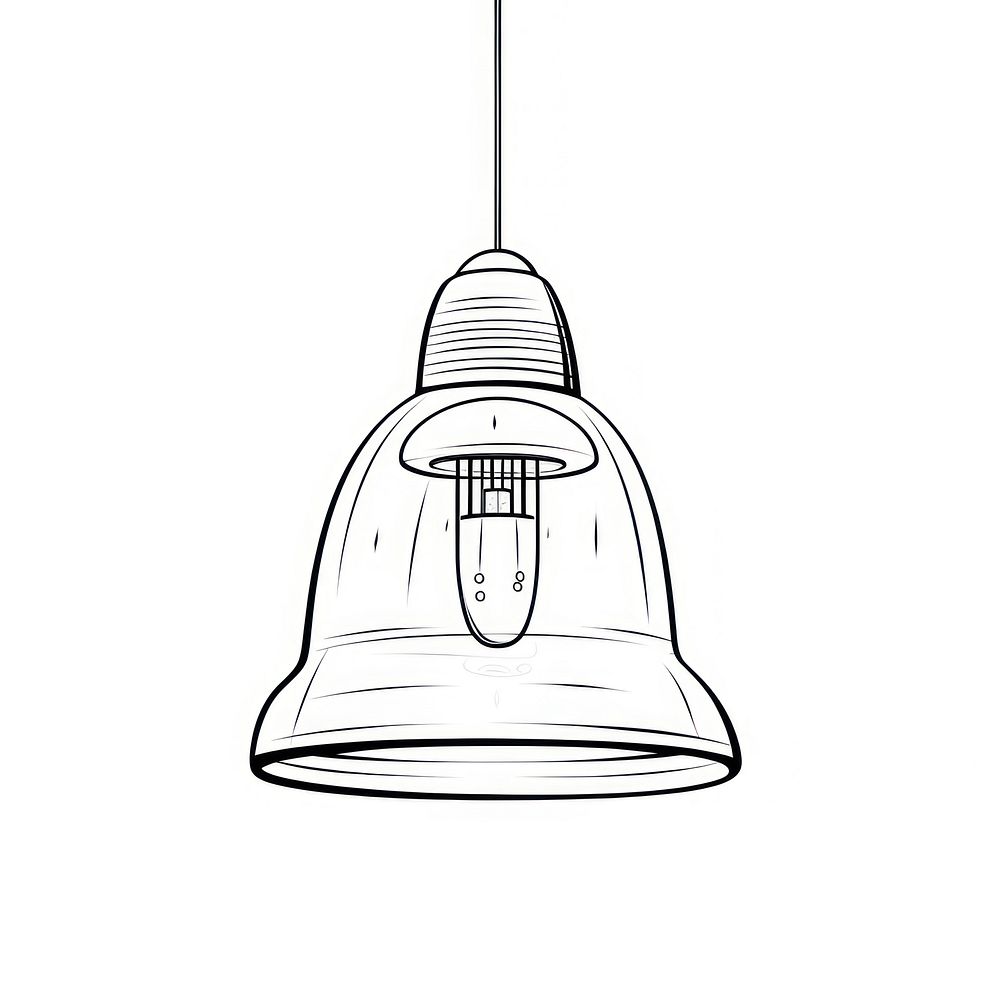 Space age pendant lamp sketch drawing line.