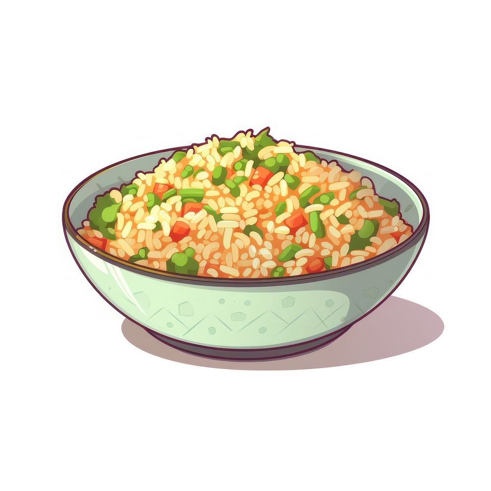 Fried rice bowl pixel food meal dish.