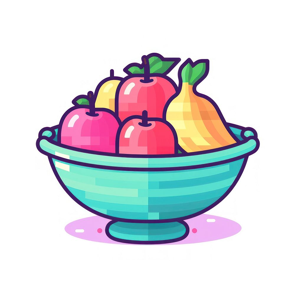 Fruit bowl pixel plant food strawberry.