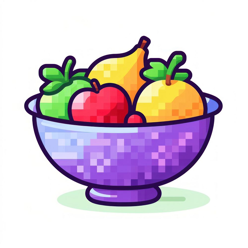 Fruit bowl pixel plant food freshness.