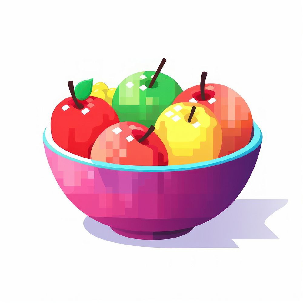 Fruit bowl pixel apple food freshness.