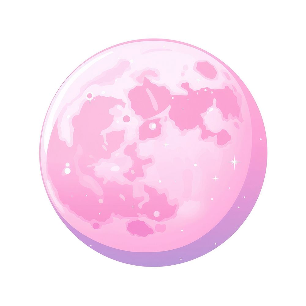 Full moon pixel sphere shape white background.
