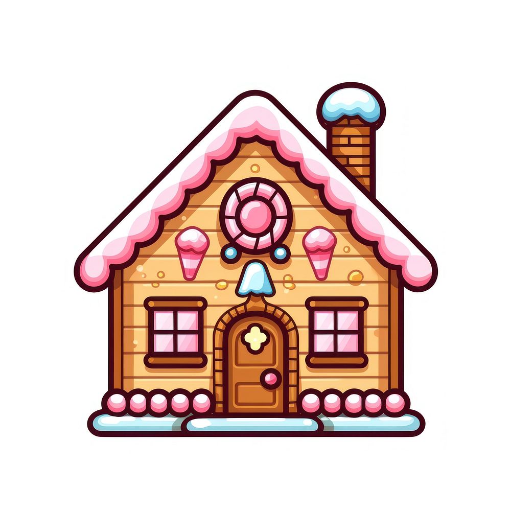 Gingerbread house pixel architecture building shape.