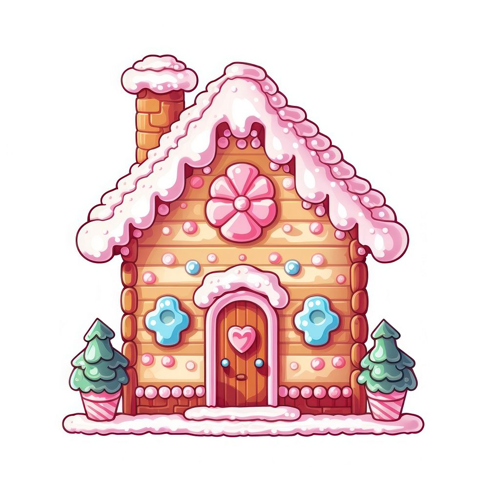 Gingerbread house pixel dessert confectionery architecture.
